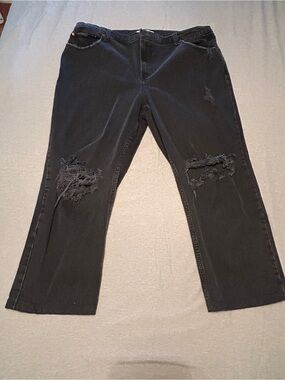 Abercrombie & Fitch distressed 90’s Straight Ultra High Rise black jeans